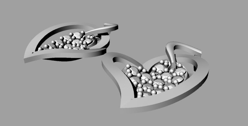 Printable Model- Heart pendant earrings 3D print model_5