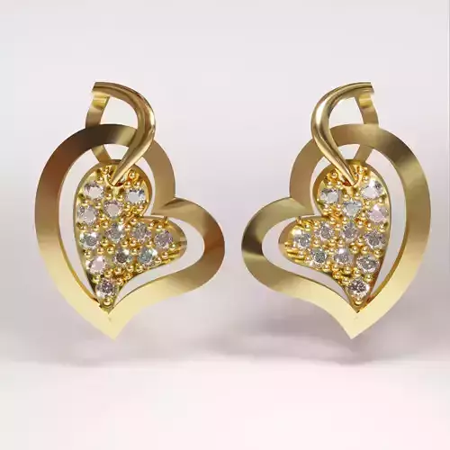 Printable Model- Heart pendant earrings 3D print model