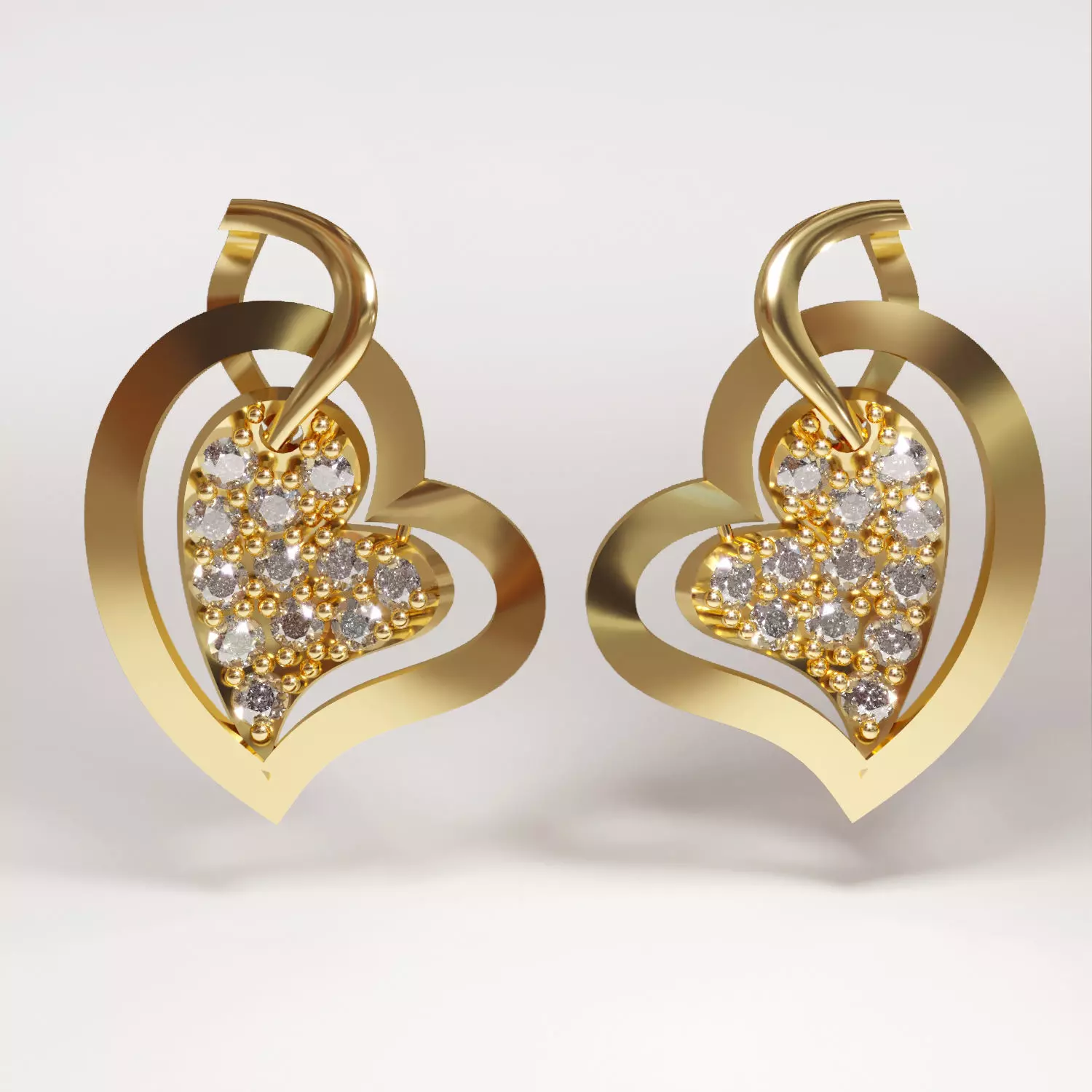 Printable Model- Heart pendant earrings 3D print model_0