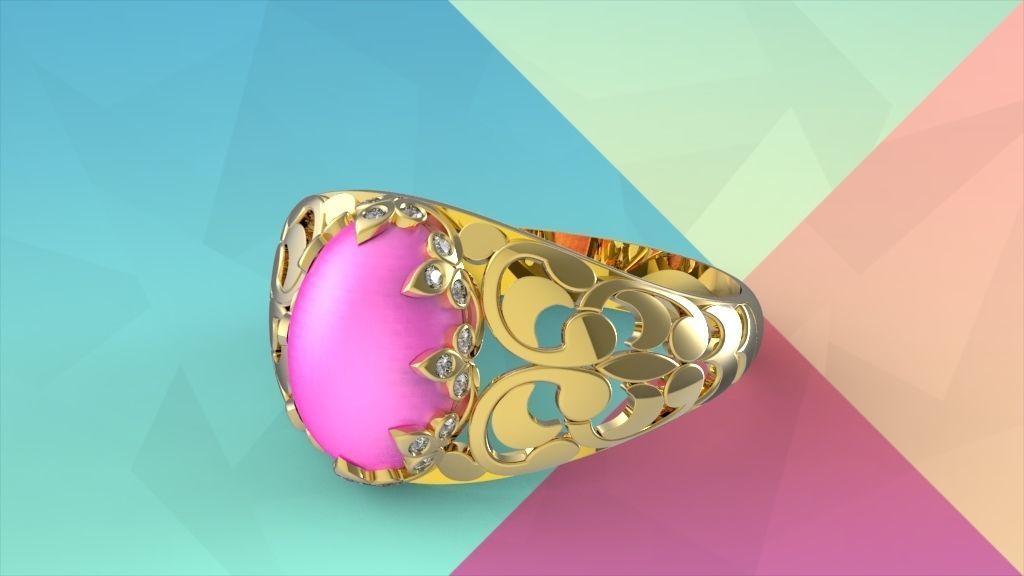 Cabuchon Ring Free 3D print model_12