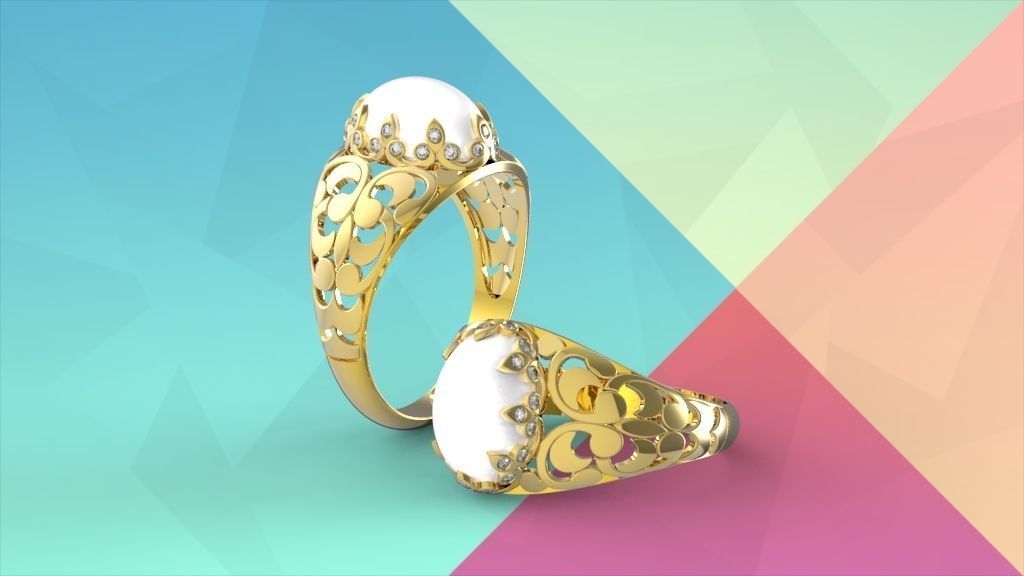 Cabuchon Ring Free 3D print model_11