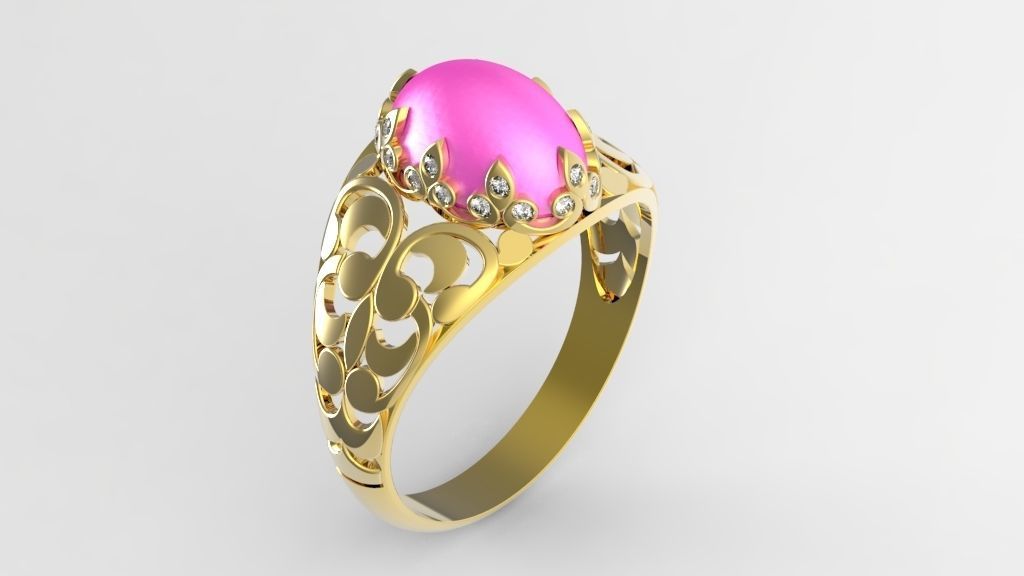 Cabuchon Ring Free 3D print model_14