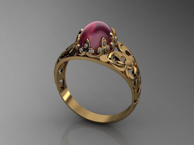 Cabuchon Ring Free 3D print model_3
