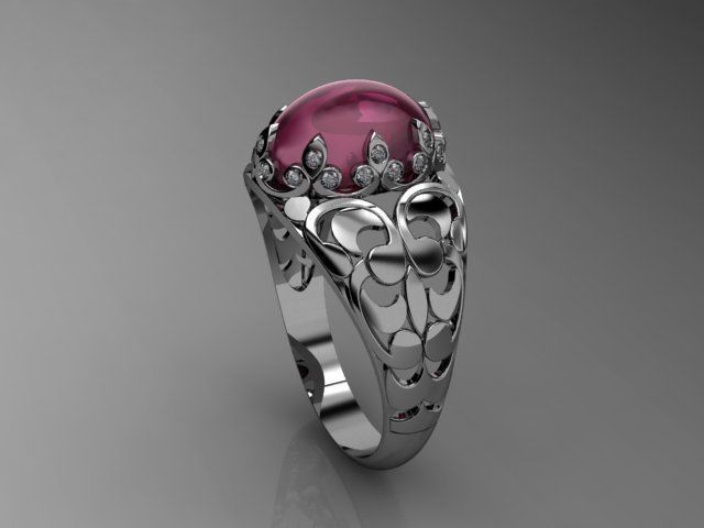 Cabuchon Ring Free 3D print model_4