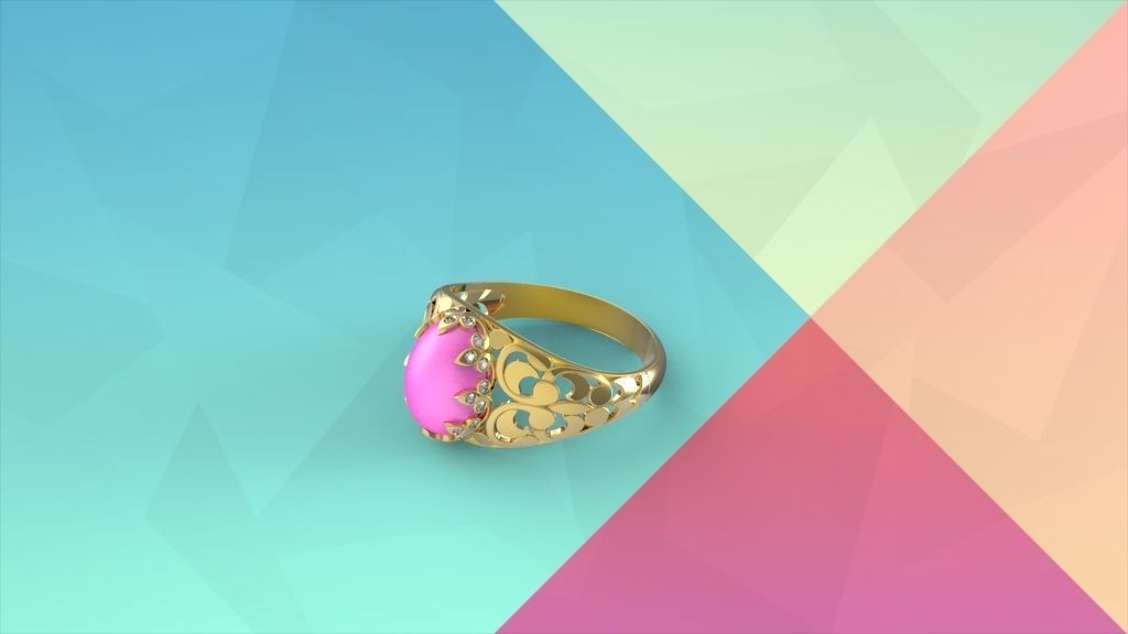 Cabuchon Ring Free 3D print model_13