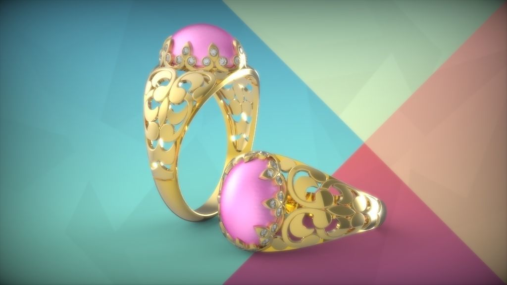 Cabuchon Ring Free 3D print model_16