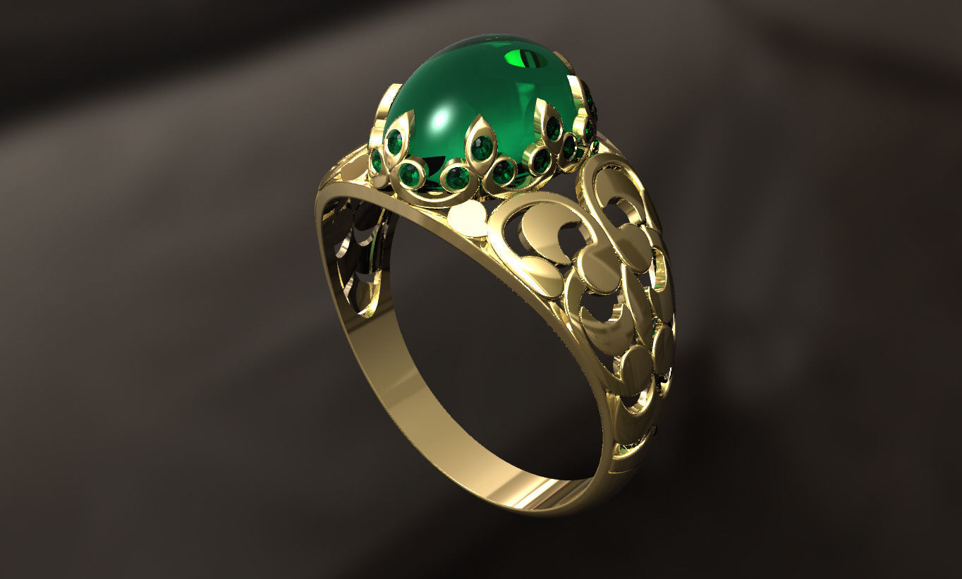 Cabuchon Ring Free 3D print model_17