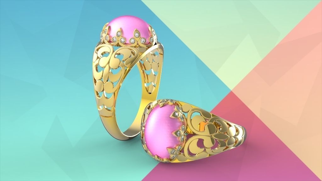 Cabuchon Ring Free 3D print model_9