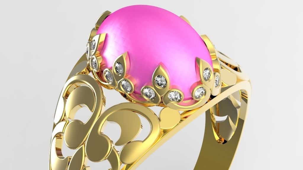 Cabuchon Ring Free 3D print model_15