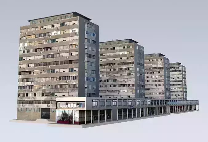 Slum Residential Towers Low-poly 3D model