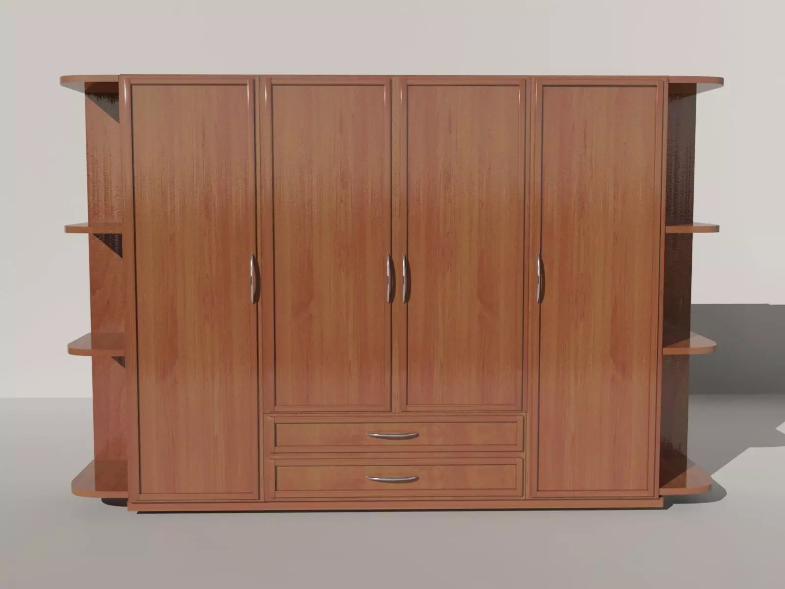 wardrobe wooden with doors and drawers 3D model_0