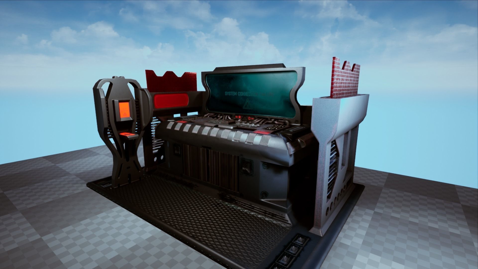 Sci Fi Computer Station Low-poly 3D model_3