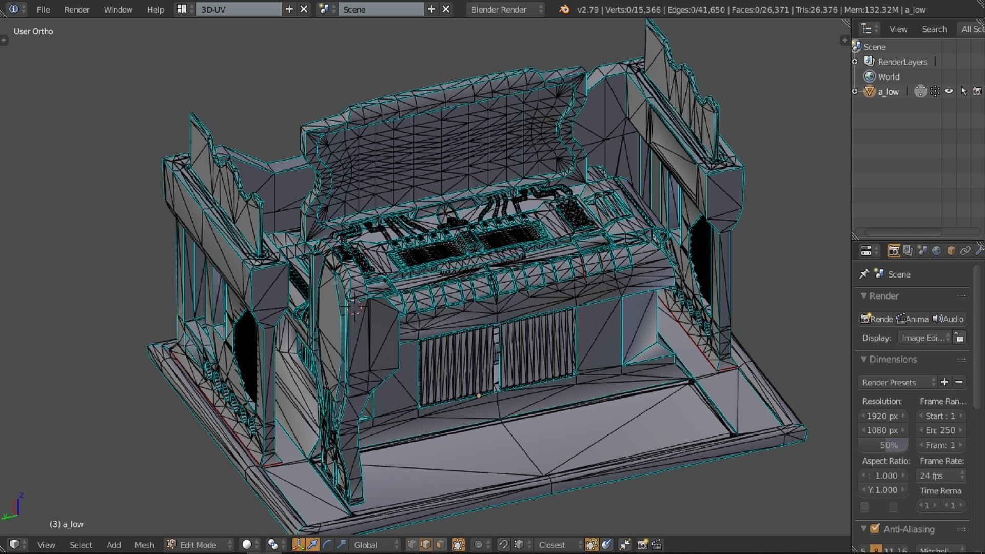 Sci Fi Computer Station Low-poly 3D model_11