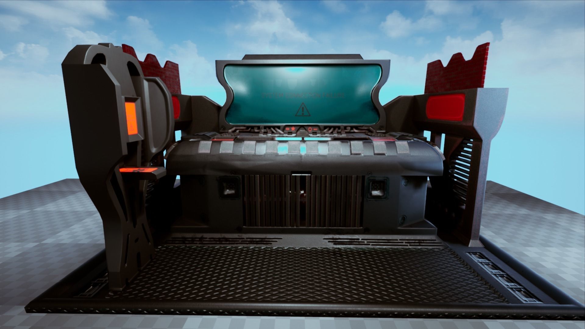 Sci Fi Computer Station Low-poly 3D model_8