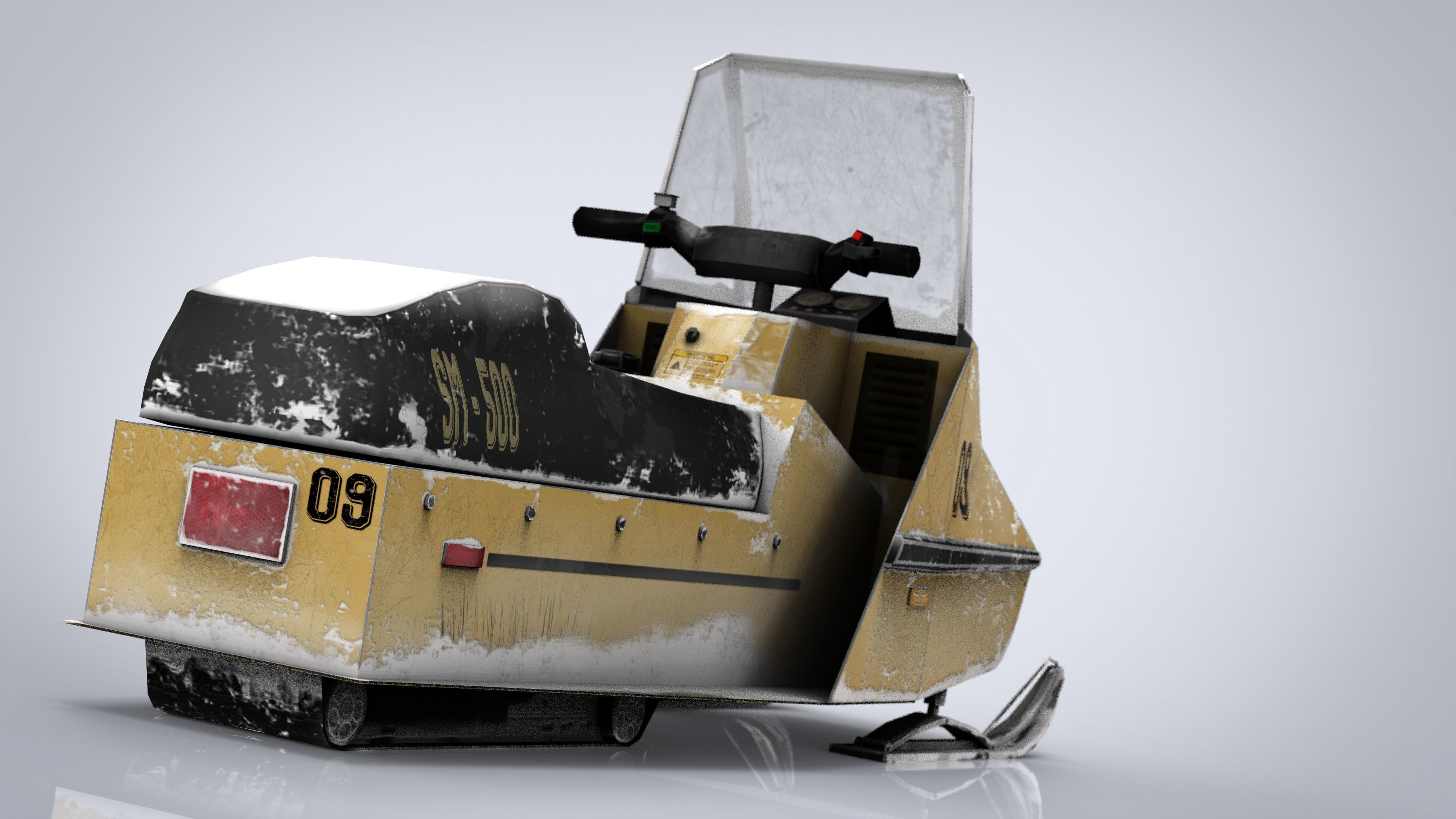 Snowmobile Low-poly 3D model_11