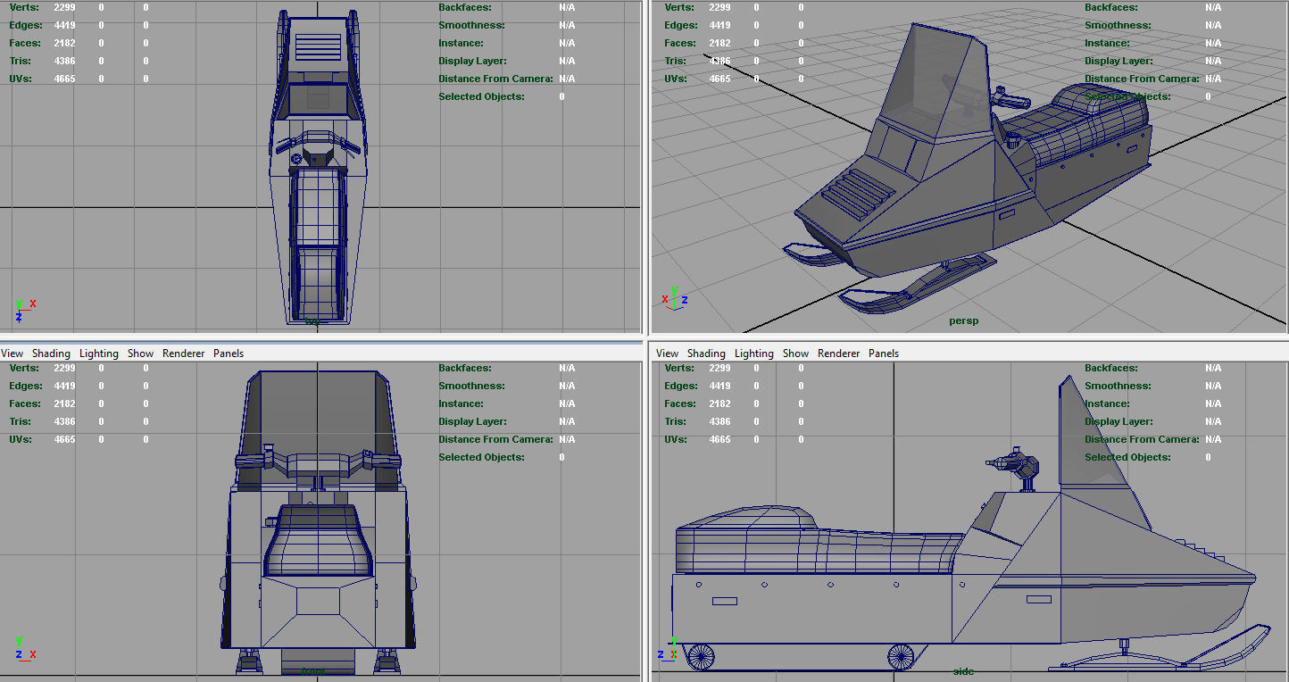Snowmobile Low-poly 3D model_7