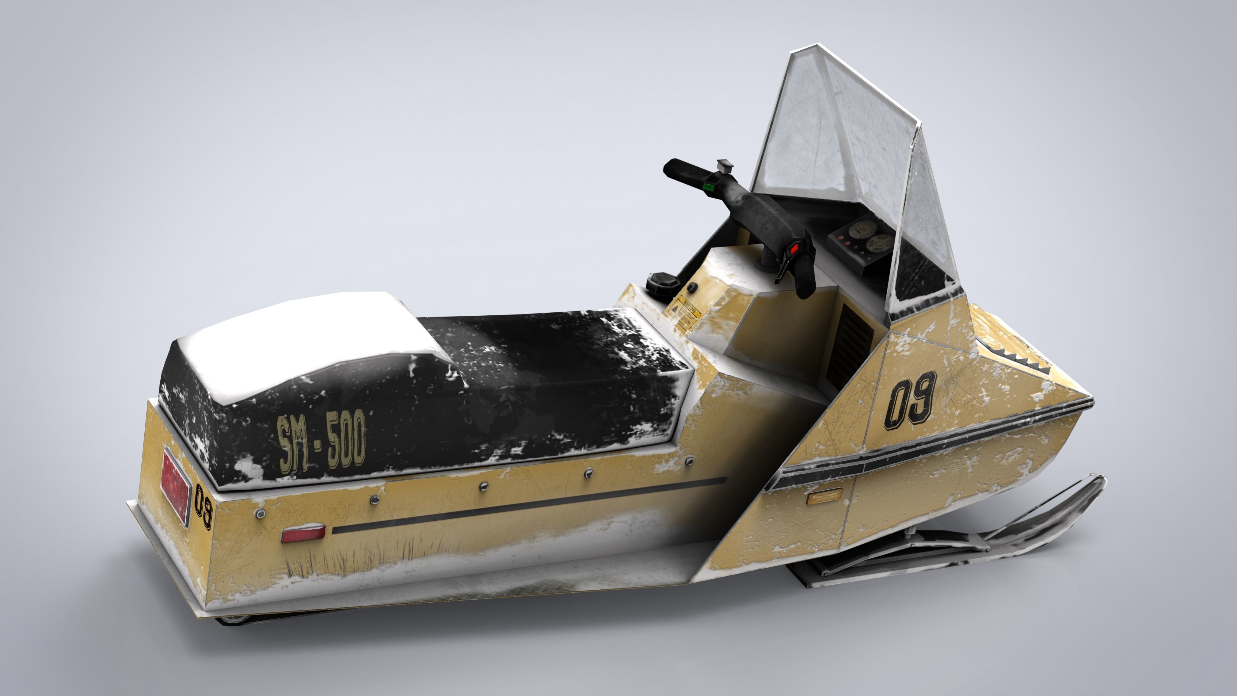 Snowmobile Low-poly 3D model_12