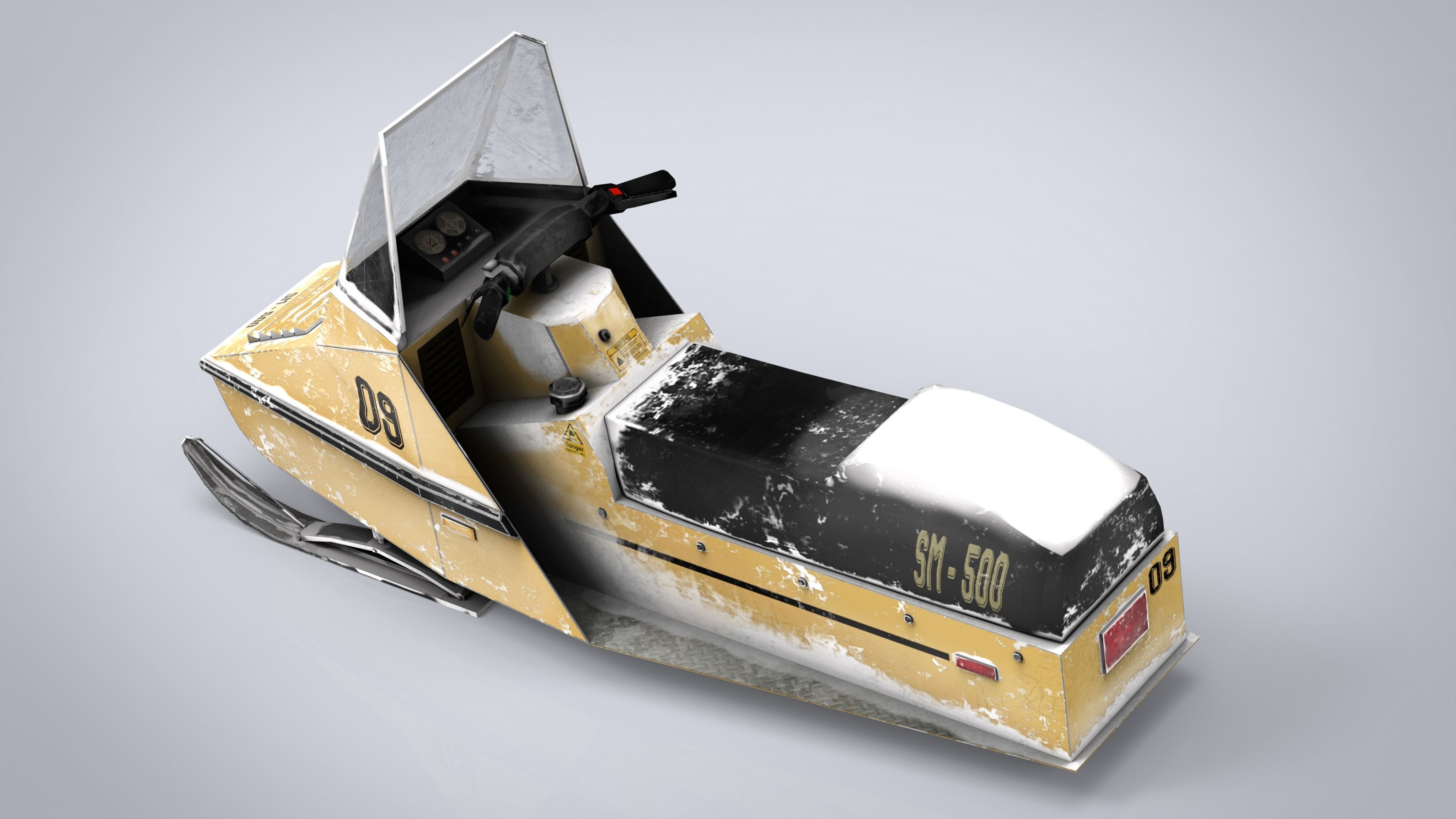 Snowmobile Low-poly 3D model_10