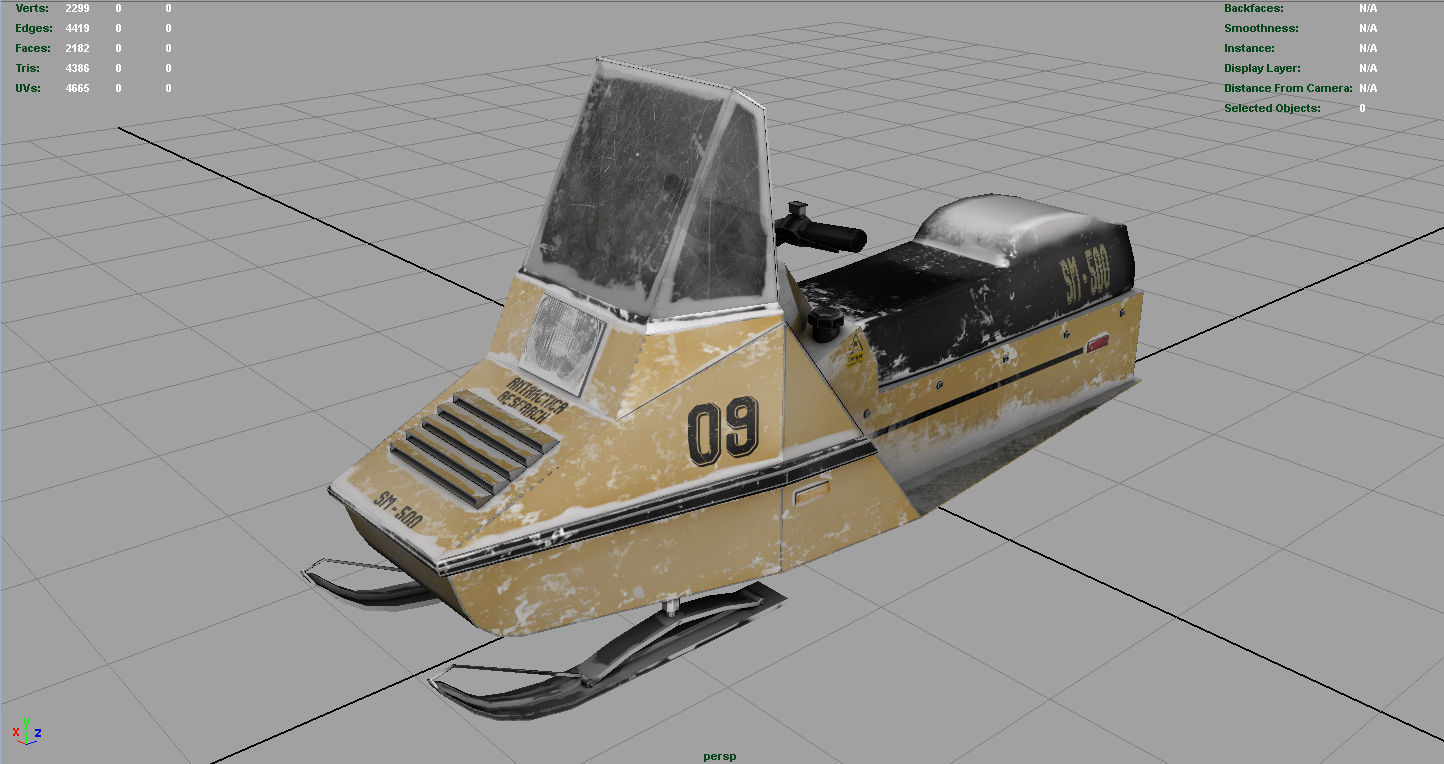 Snowmobile Low-poly 3D model_2