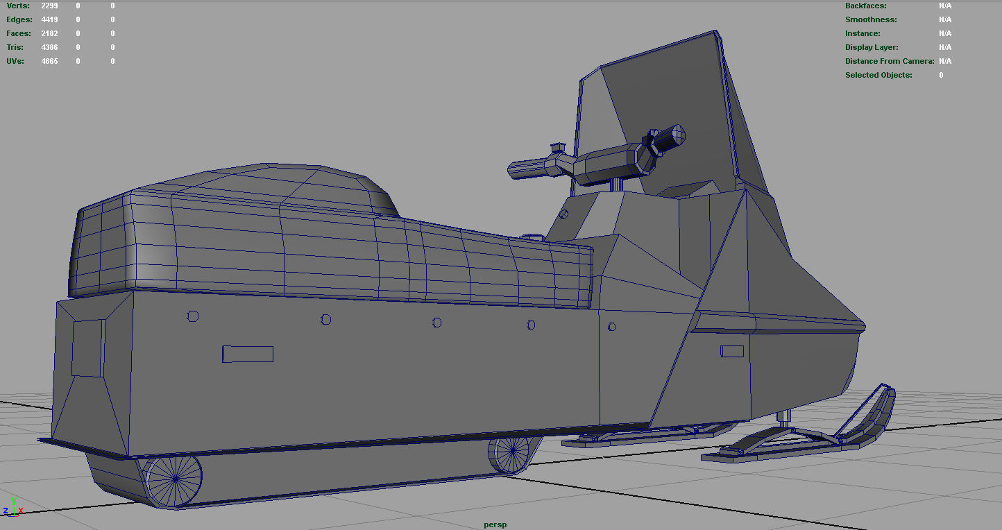 Snowmobile Low-poly 3D model_8