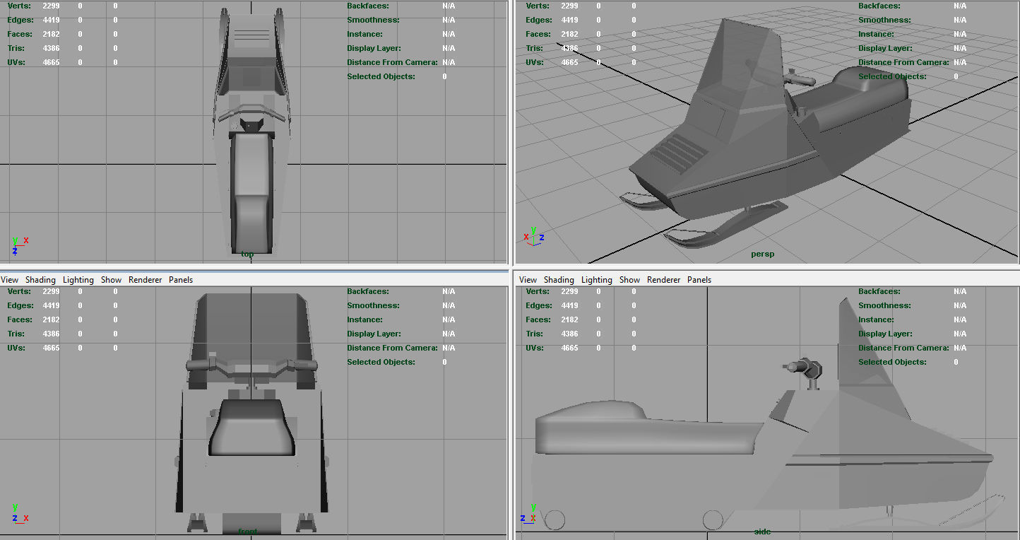 Snowmobile Low-poly 3D model_6