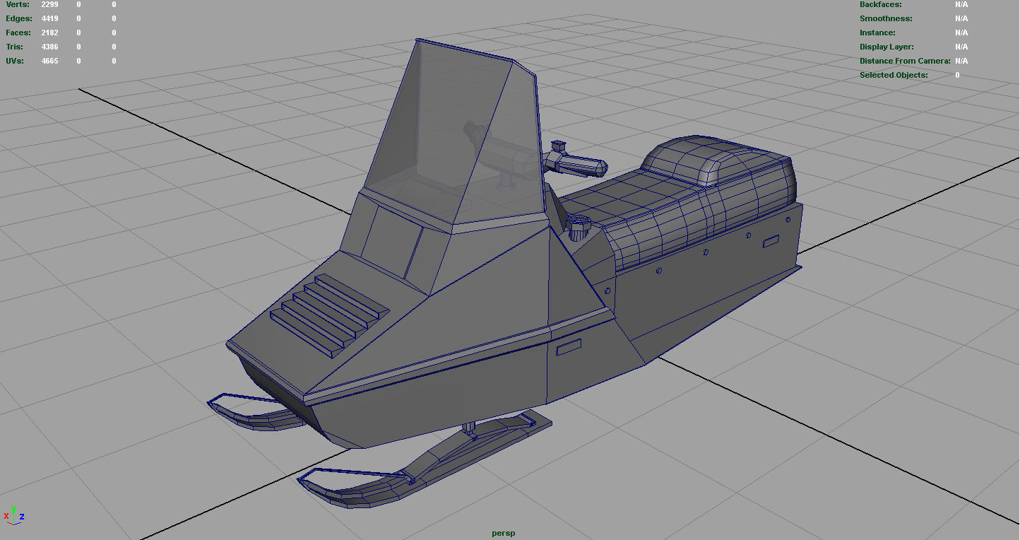 Snowmobile Low-poly 3D model_4