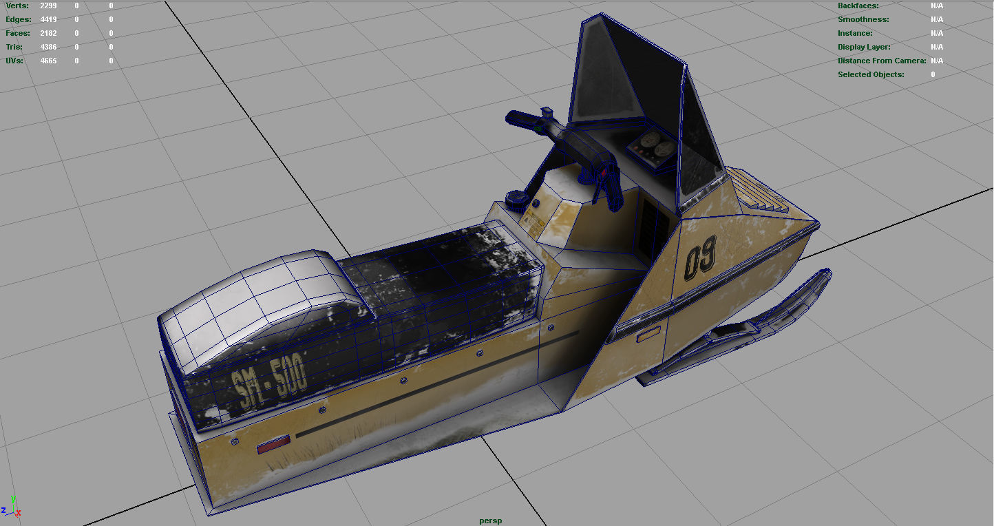 Snowmobile Low-poly 3D model_9