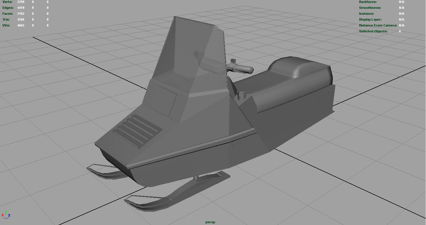 Snowmobile Low-poly 3D model_3