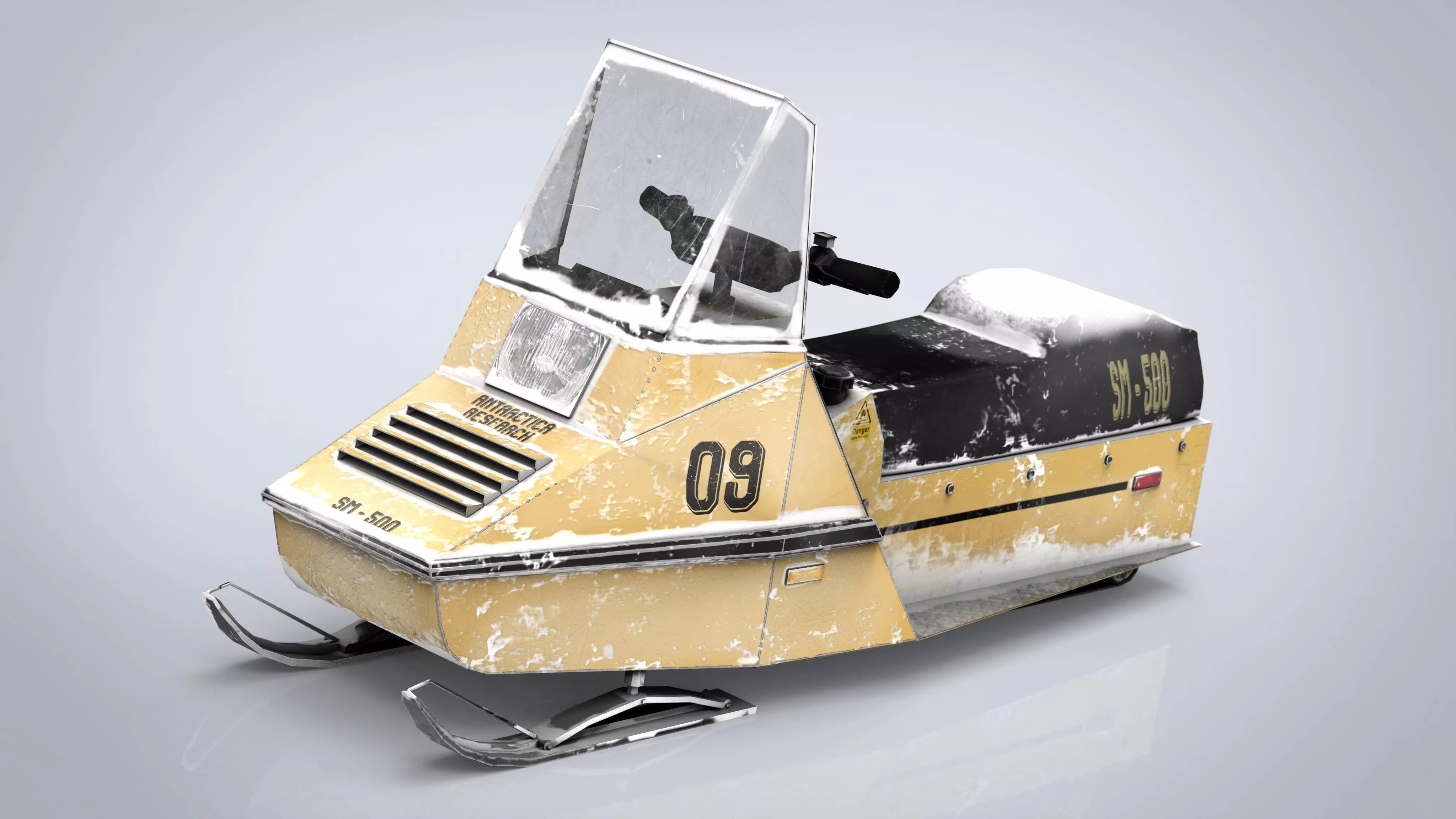Snowmobile Low-poly 3D model_0