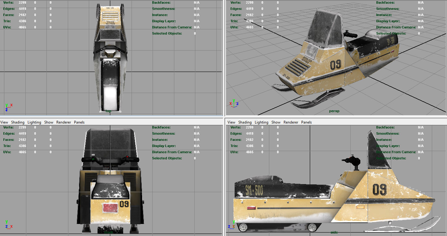 Snowmobile Low-poly 3D model_5