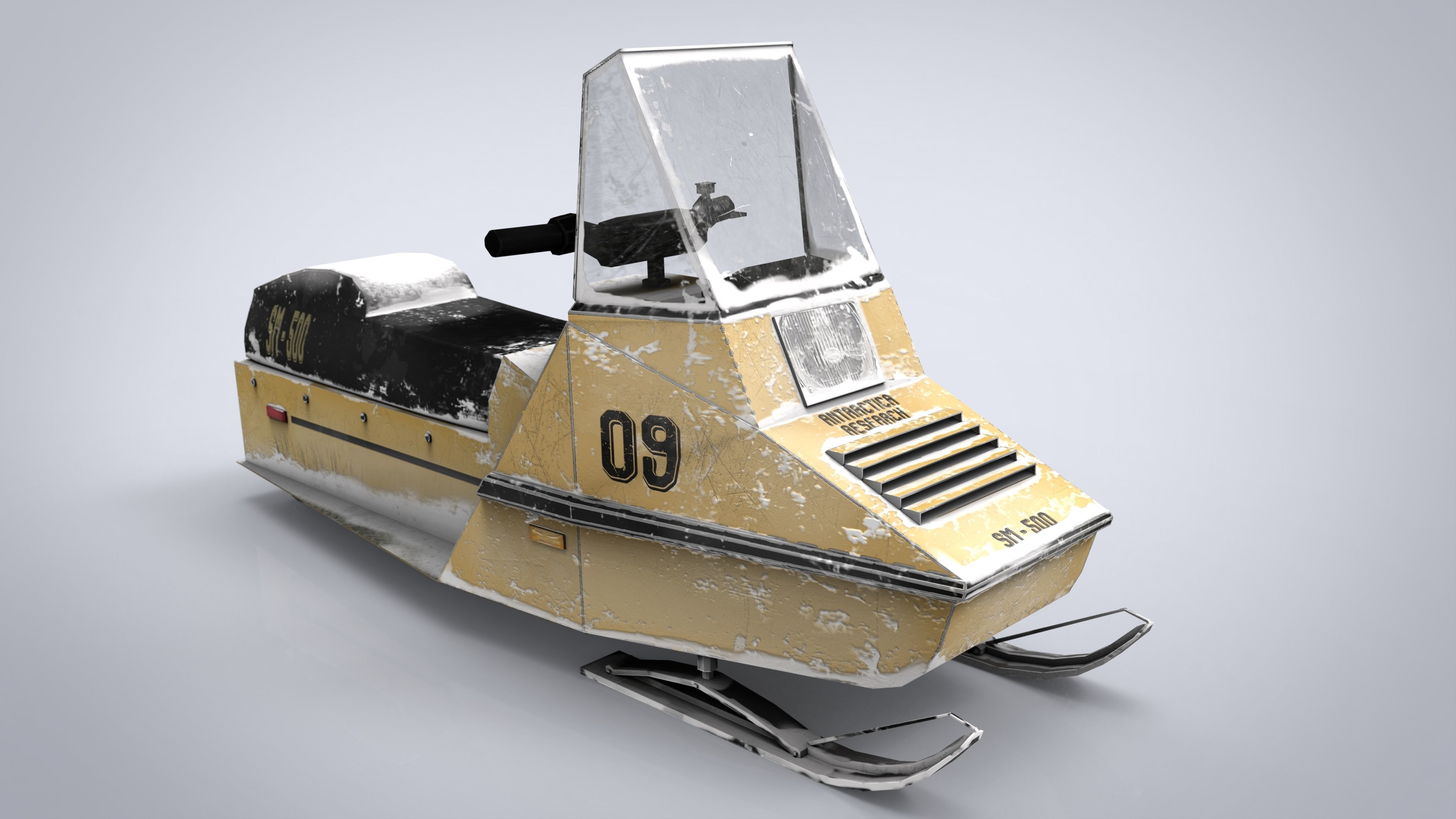 Snowmobile Low-poly 3D model_13