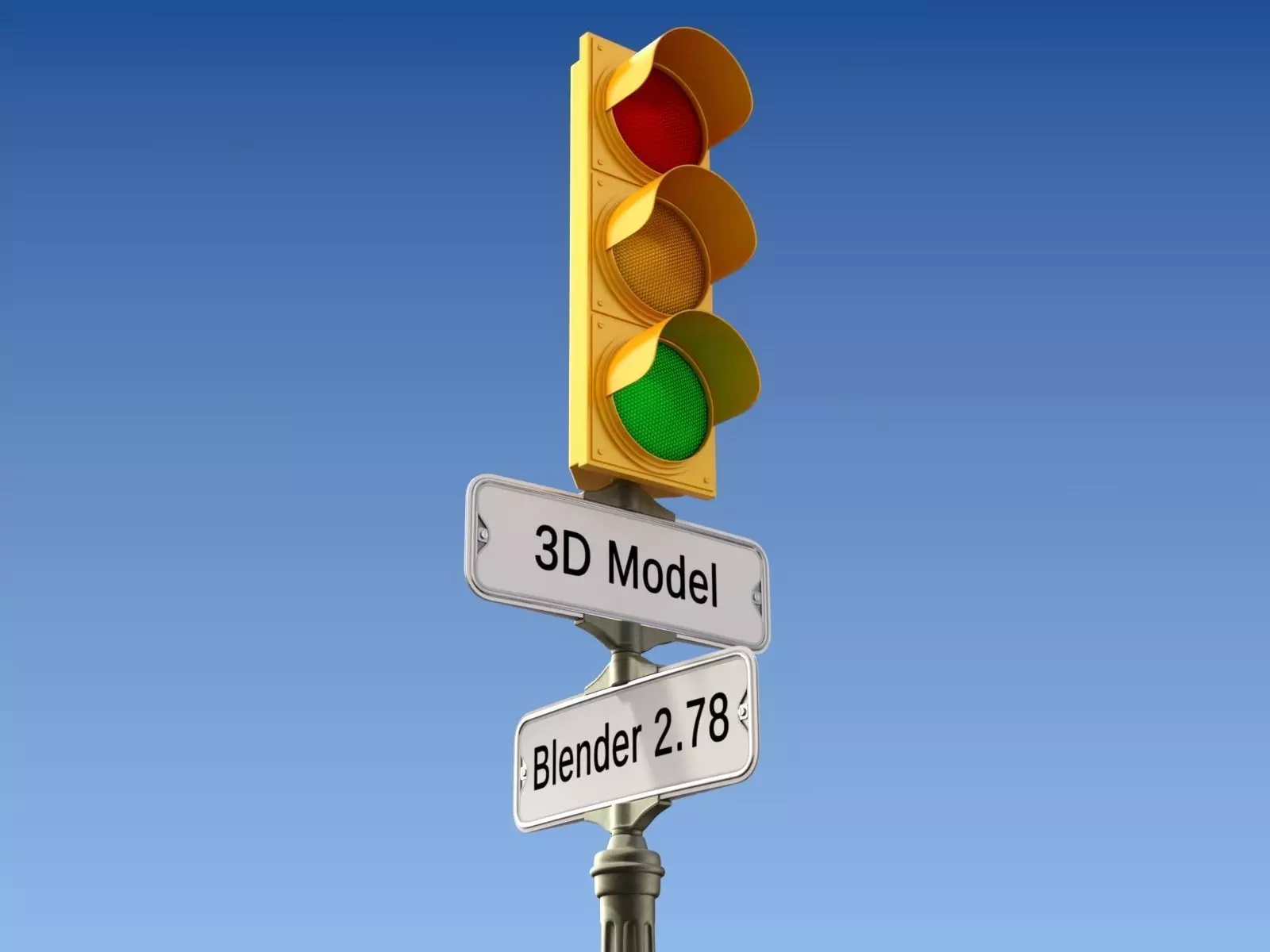Traffic Light with Retro Street Sign 3D model