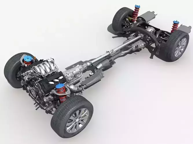  Car Chassis with Engine  3D model