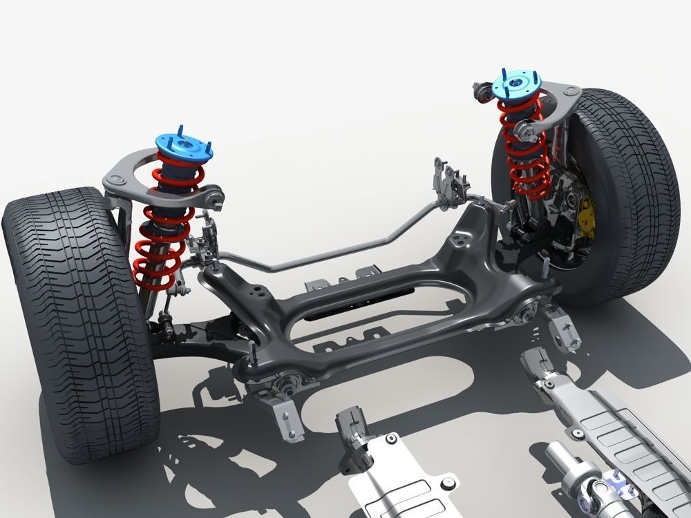 Car Chassis with Engine 3D model_13