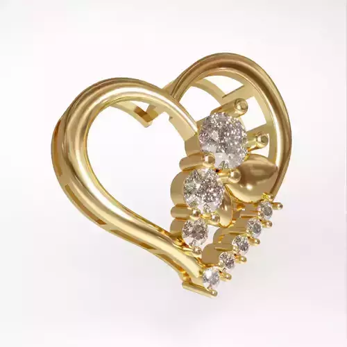 3d printable jewelry diamond Heart pendant  3D print model