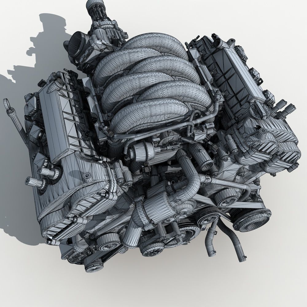  Car Engine with Transmission 3D model_14