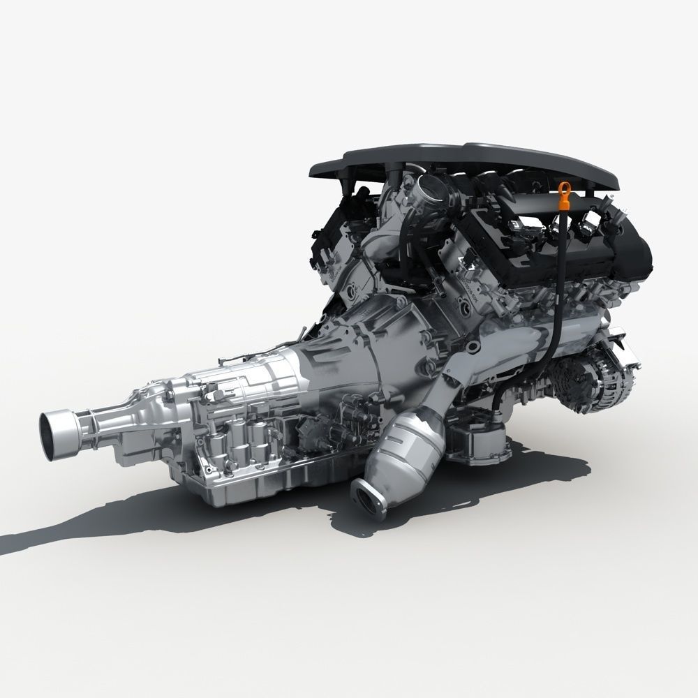  Car Engine with Transmission 3D model_2