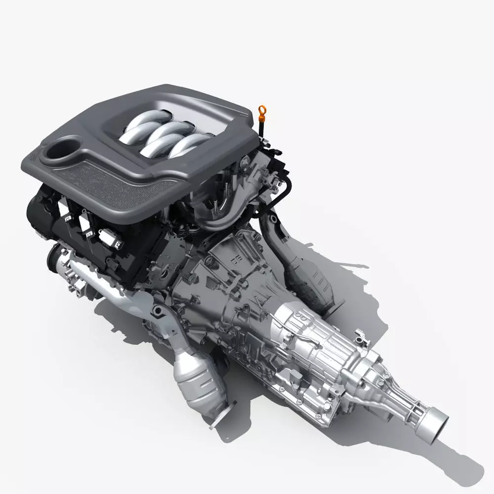  Car Engine with Transmission 3D model_0