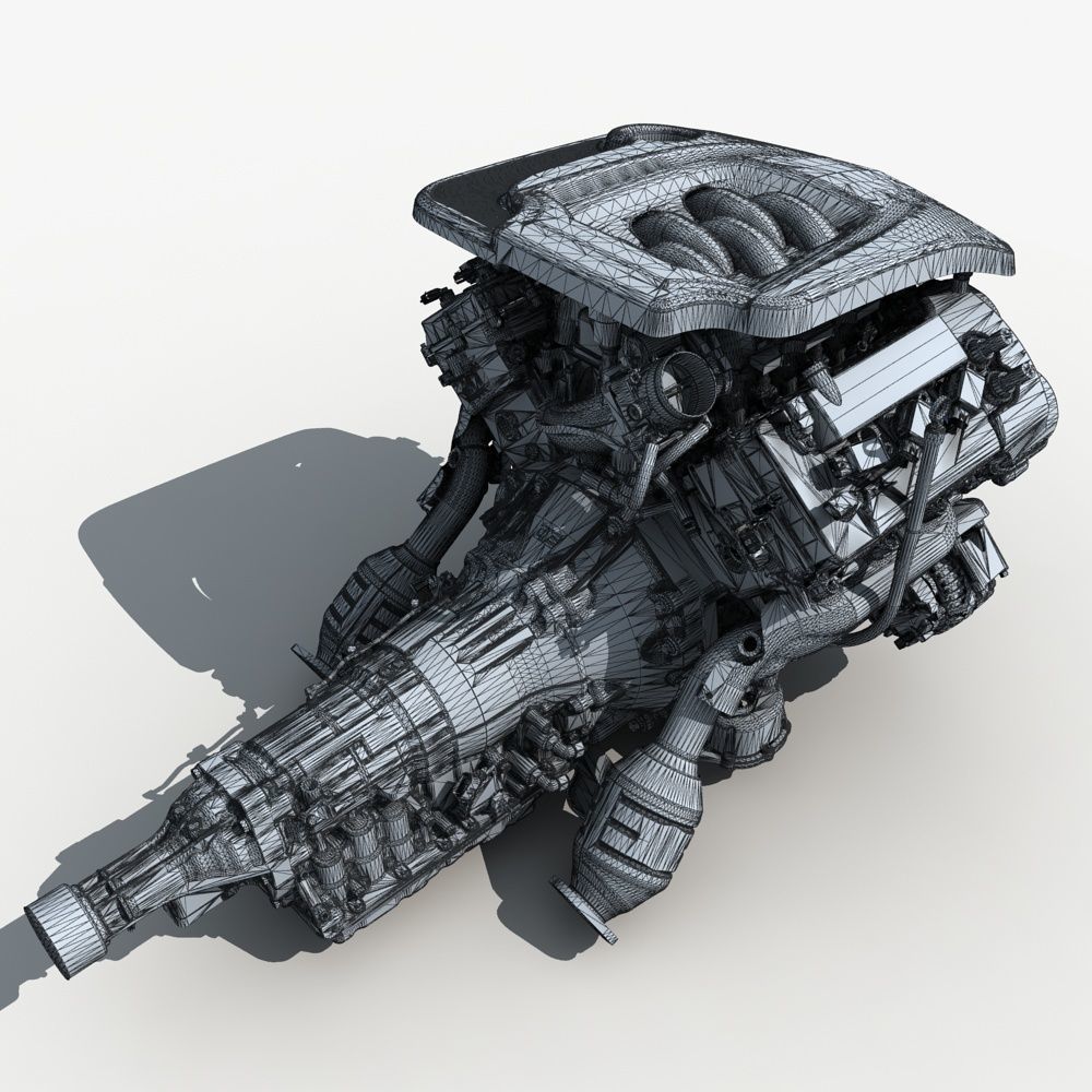  Car Engine with Transmission 3D model_12