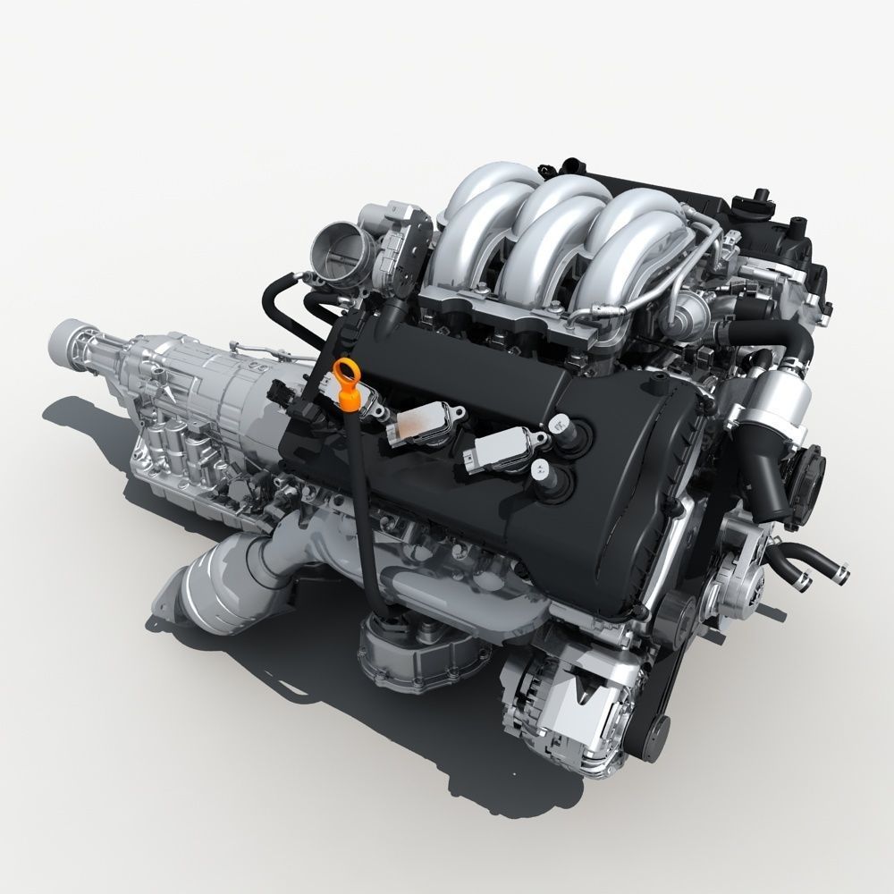  Car Engine with Transmission 3D model_4