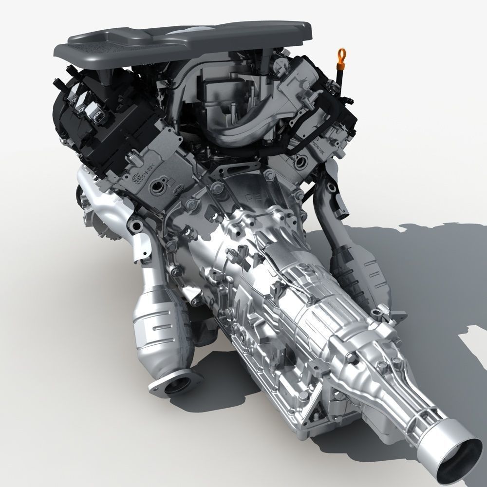  Car Engine with Transmission 3D model_8