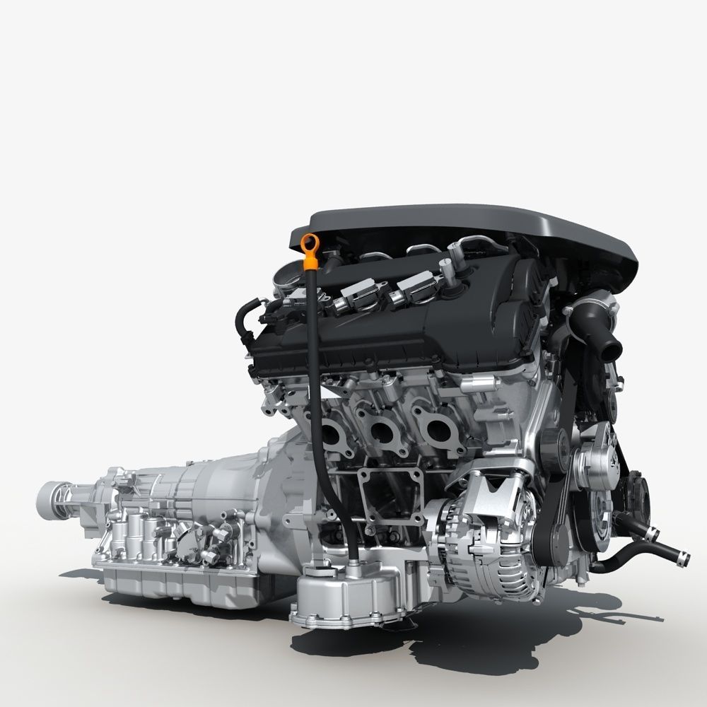  Car Engine with Transmission 3D model_11