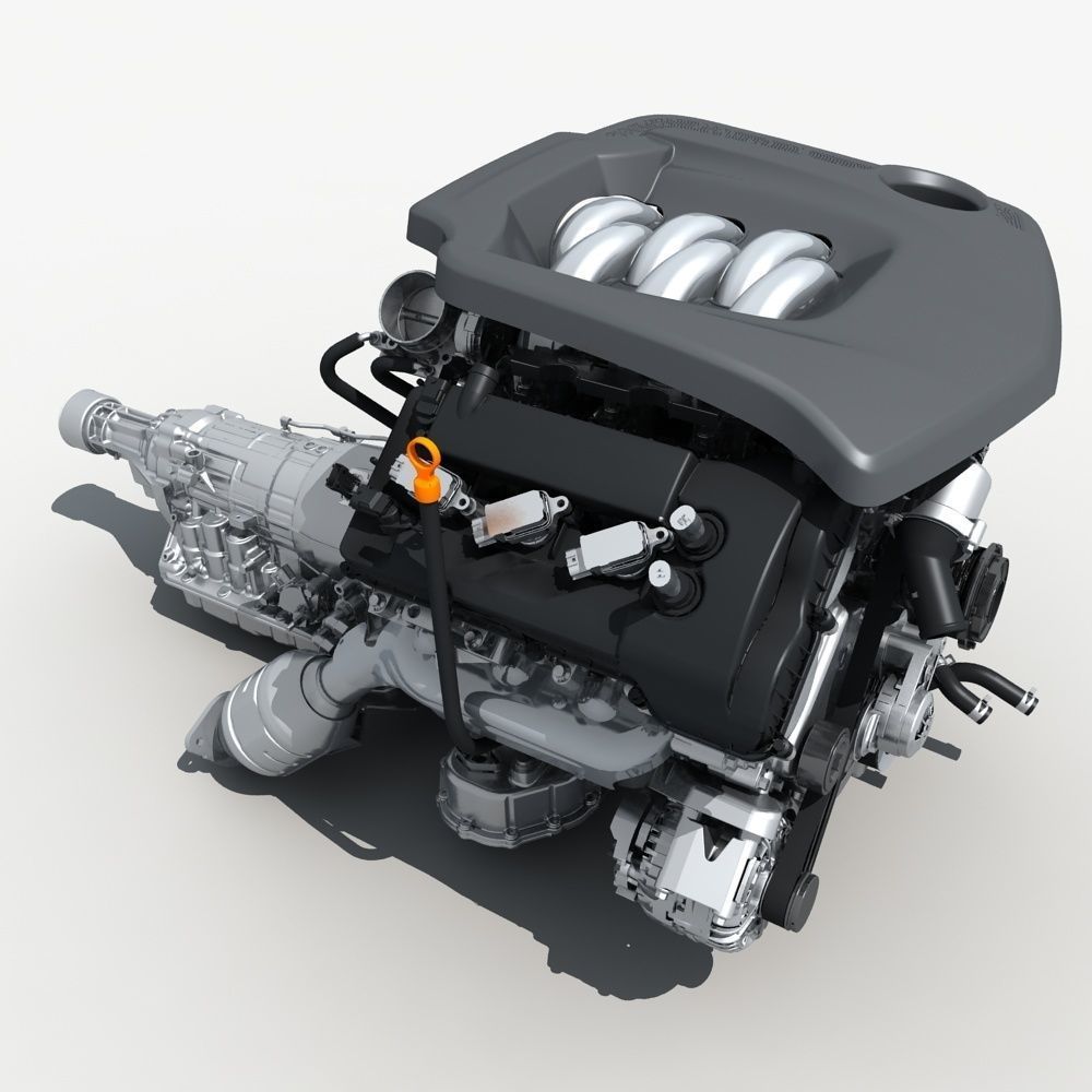  Car Engine with Transmission 3D model_3