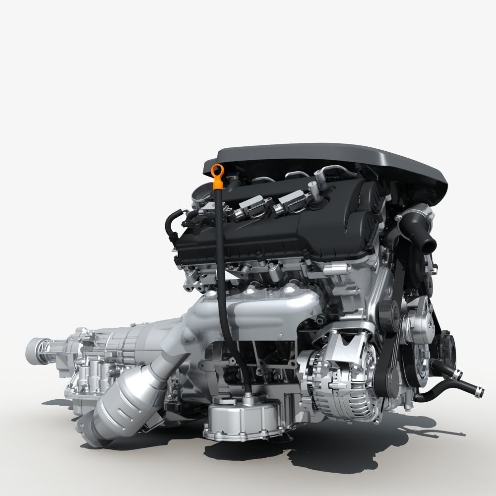  Car Engine with Transmission 3D model_10