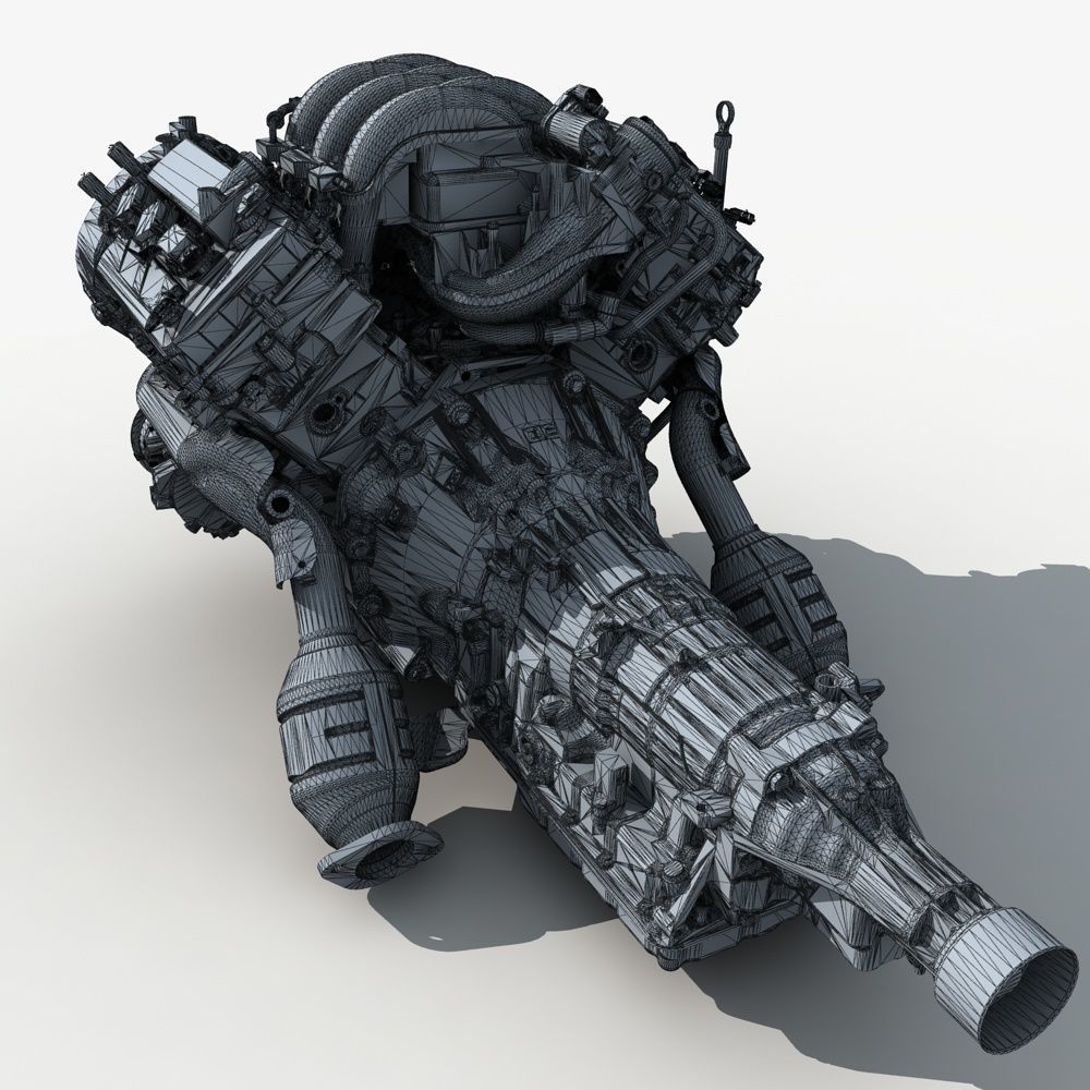  Car Engine with Transmission 3D model_15