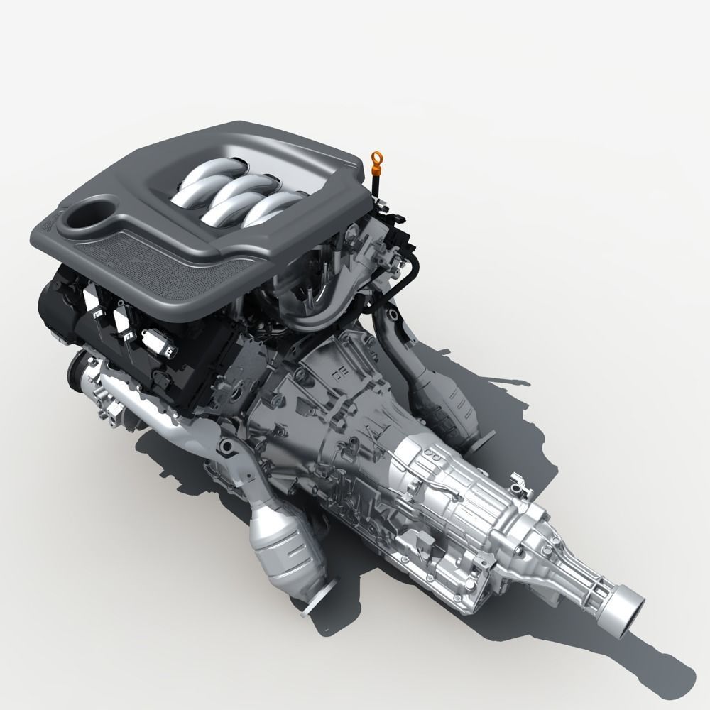  Car Engine with Transmission 3D model_9