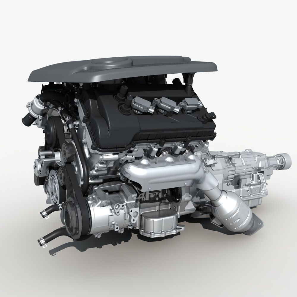  Car Engine with Transmission 3D model_7