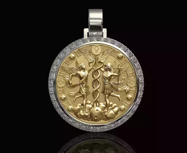Gemini with Caduceus pendant - Zodiac 3D print model
