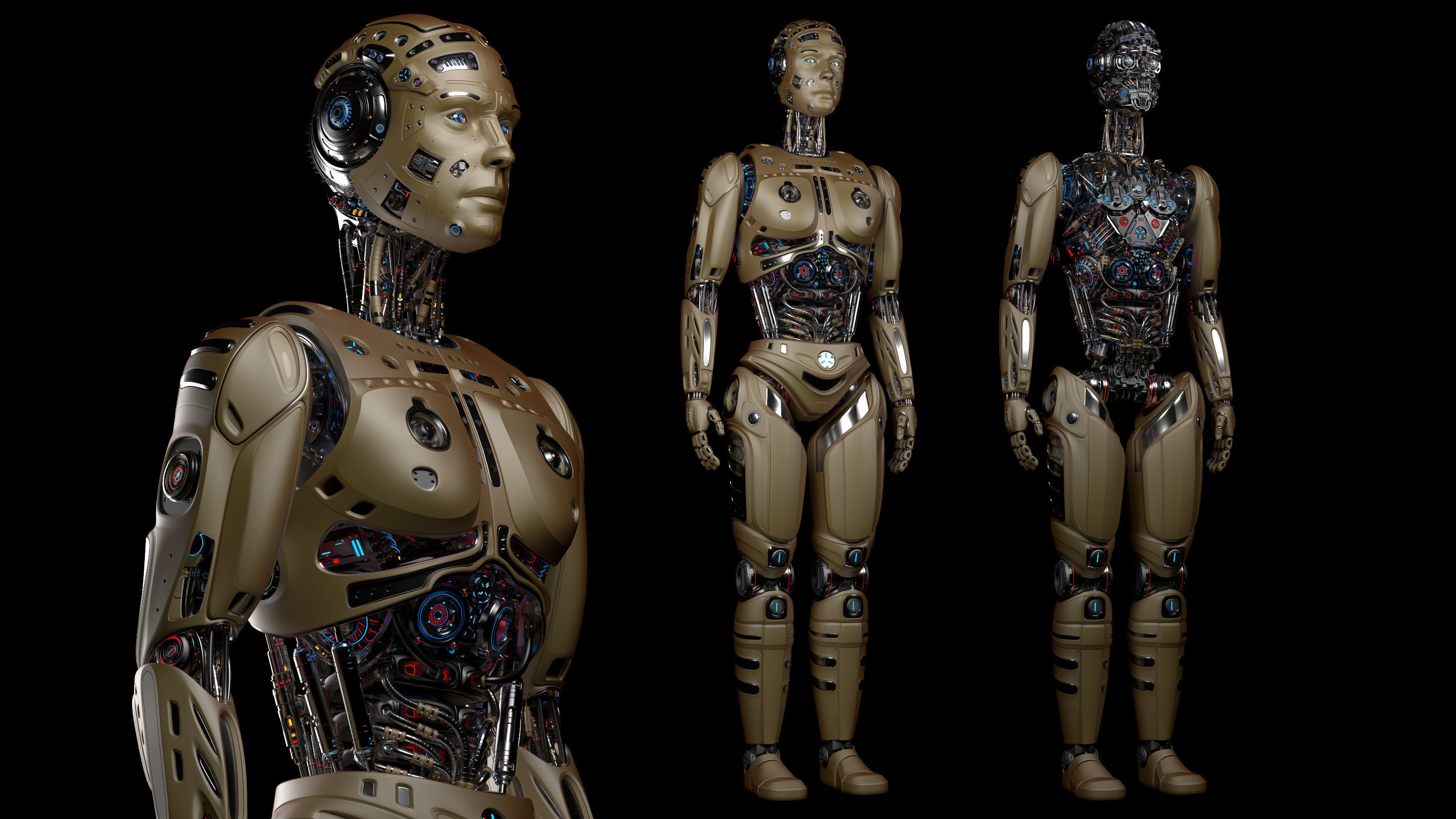 Futuristic Robot Man 3d Model no RIG 3D model_5