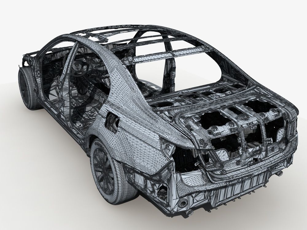 Car Frame with Chassis Engine 01 3D model_23